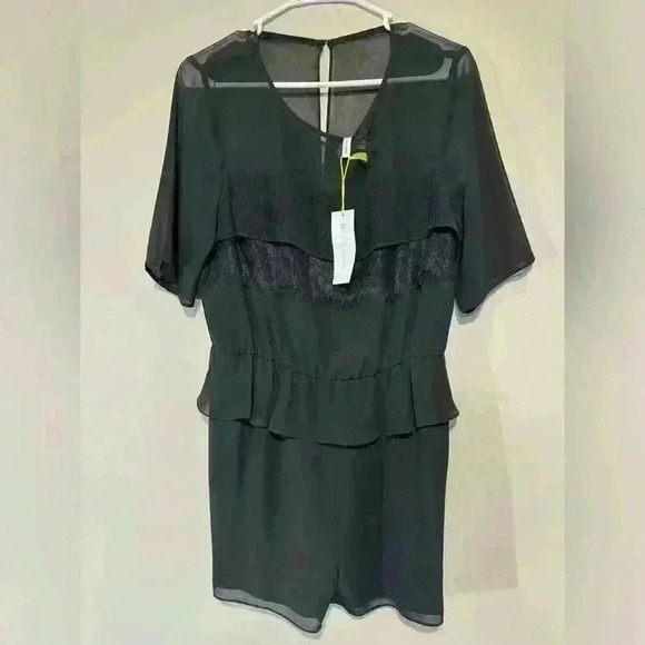 BCBG Lace and Sheer Romper - Picture 2 of 7